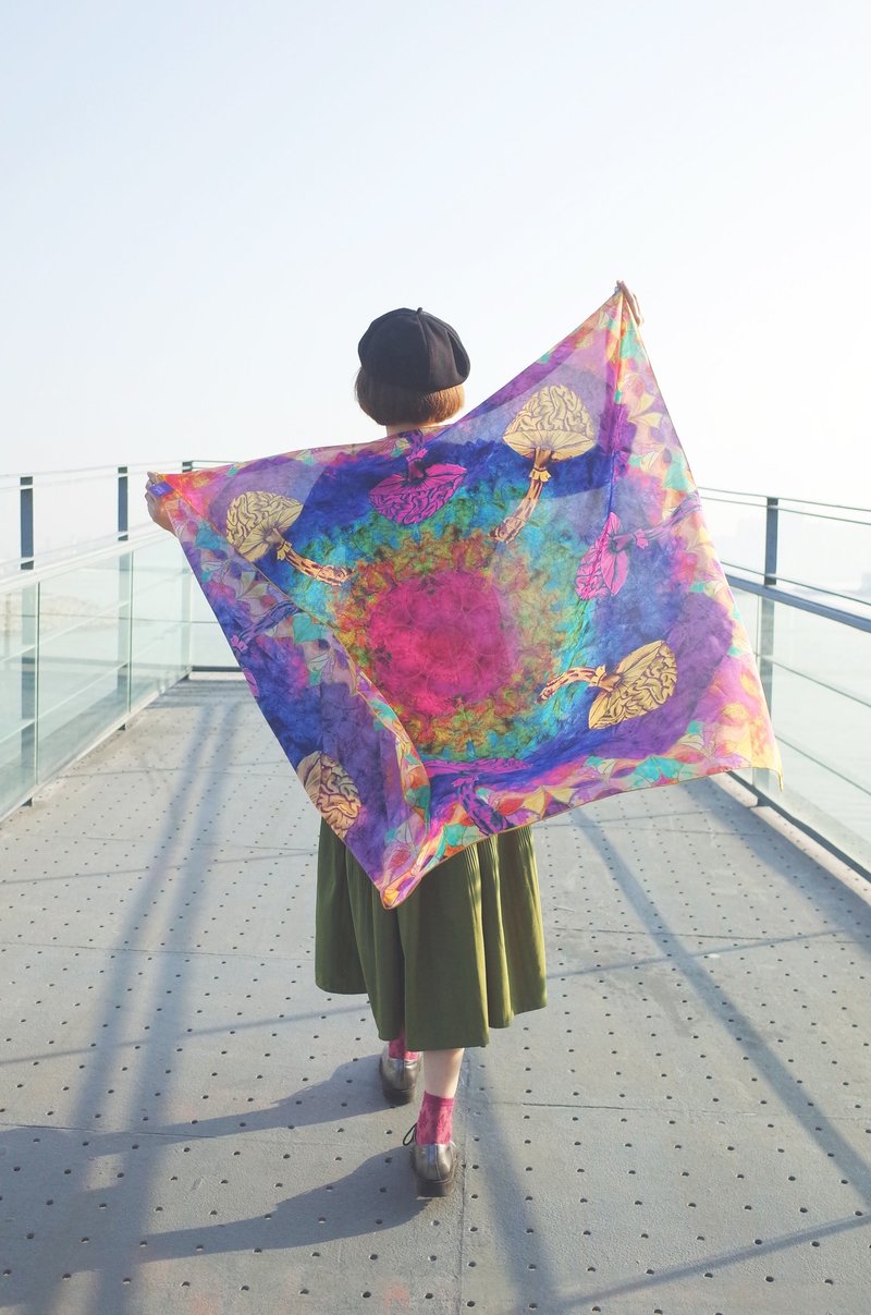 Stardust Journey 迷幻蘑菇真絲方巾SDJ01-04 - 絲巾 - 絲.絹 多色