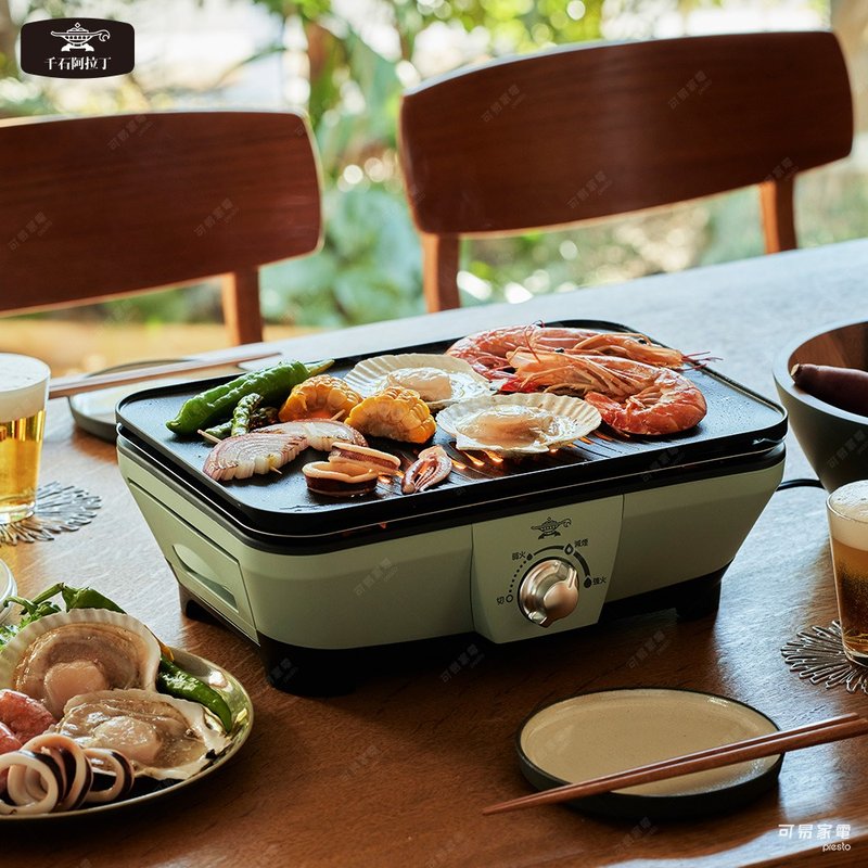 日本Sengoku Aladdin 千石阿拉丁 瞬熱減煙迷你烤盤 CAG-MG7T - 鍋子/烤盤 - 不鏽鋼 綠色