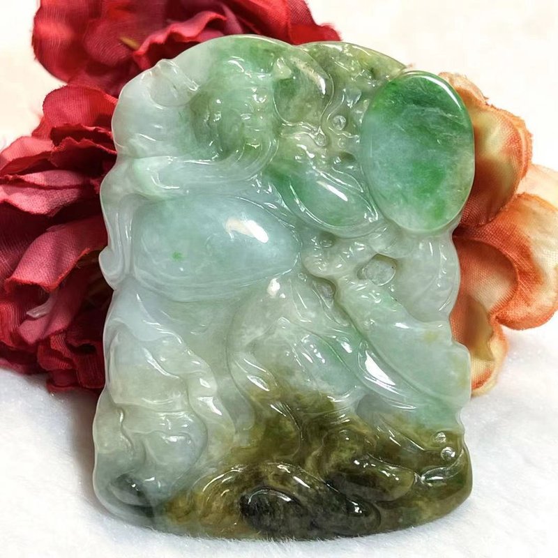 多寶晶石/天然翡翠A貨關公牌/三彩關公/大型關公/武關公/關聖帝君 - 項鍊 - 玉石 多色