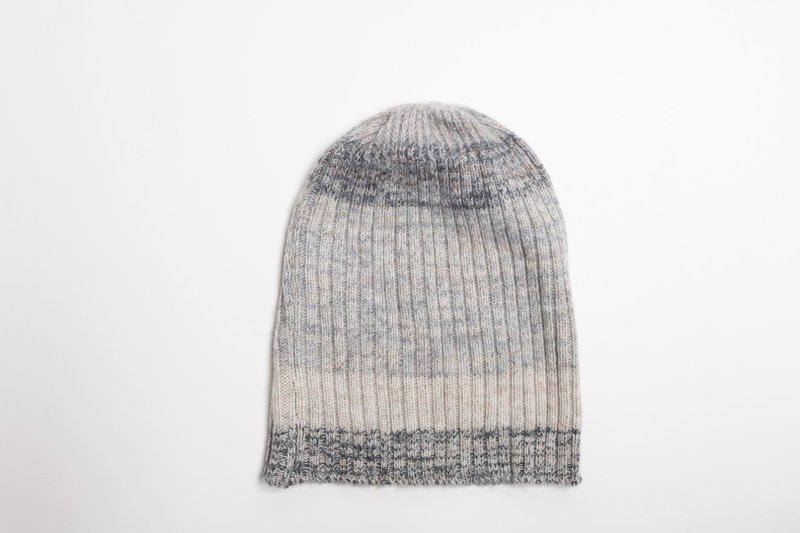 米灰藍純羊絨100%反摺瓜皮帽純羊毛帽子|極簡風格|聖誕節交換禮物 - 帽子 - 羊毛 灰色