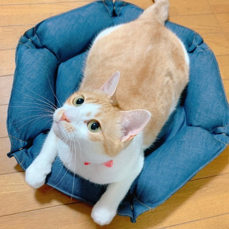 ペット用ベッド クッション 猫用ベッド 犬用ベッド 岡山 デニム   インディゴ ブラック - 寵物床 - 棉.麻