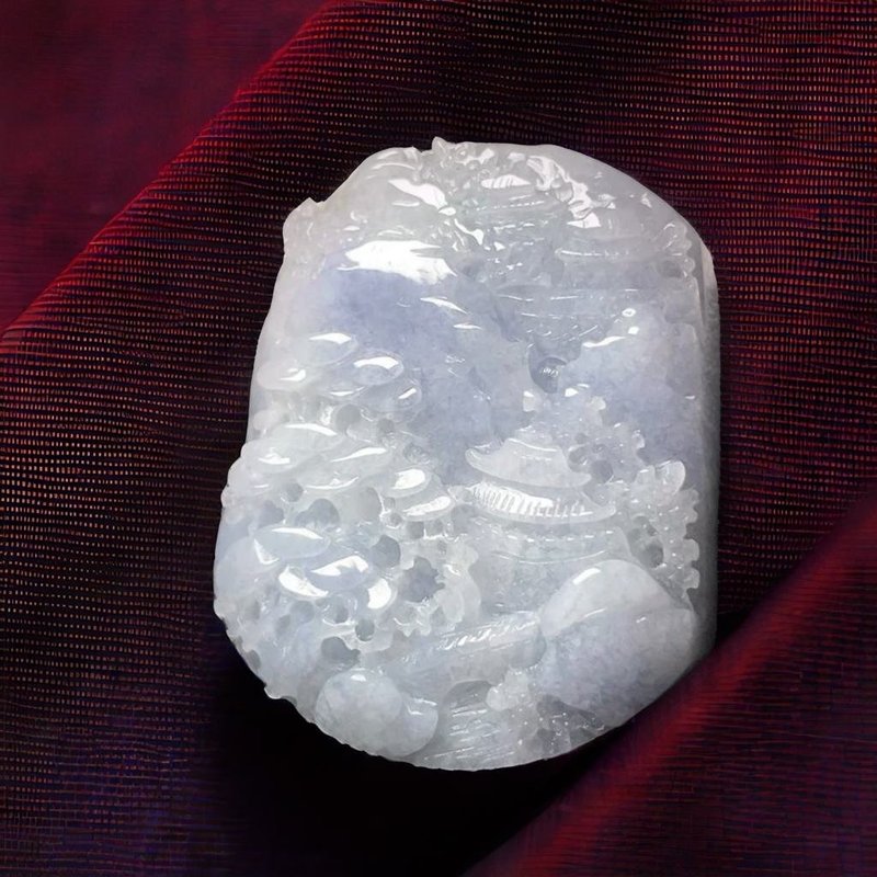 紫羅蘭翡翠山水牌 | 天然緬甸玉翡翠A貨 | 送禮 - 其他 - 玉石 紫色