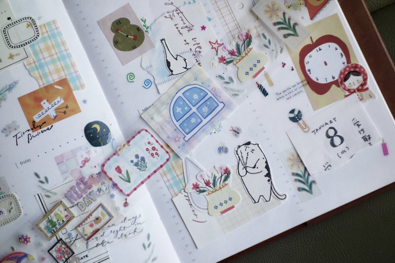 色彩搭配師 日常のかけら PET 和紙膠帶 (kiss-cut) - 紙膠帶/和紙/PET - 其他材質 多色