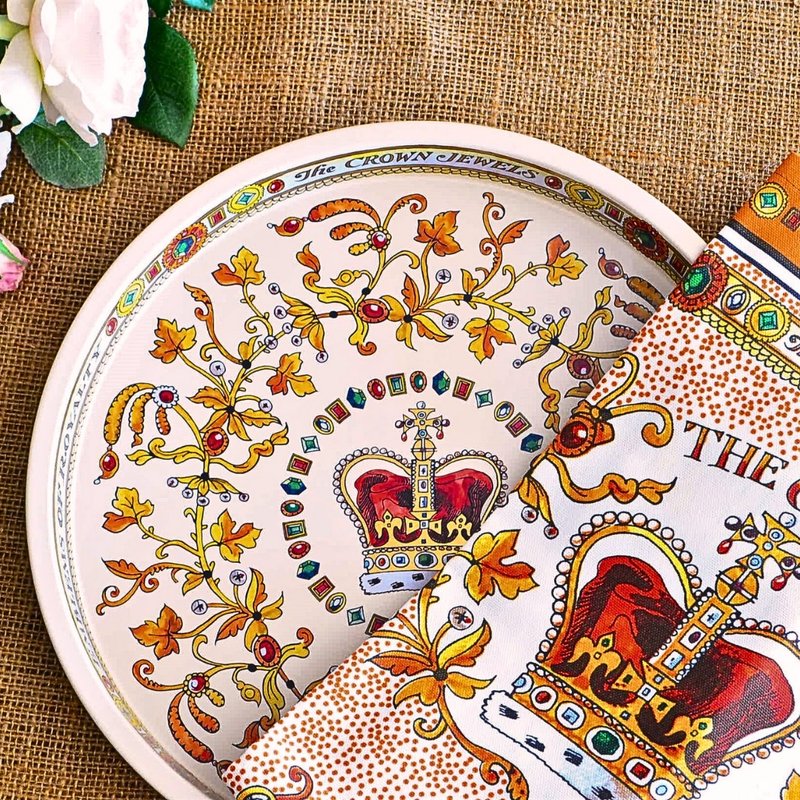 查爾斯三世珠寶皇冠淺盤糖果禮盒組 【英國糖迷你包12包入】 - 盤子/餐盤/盤架 - 其他材質 橘色