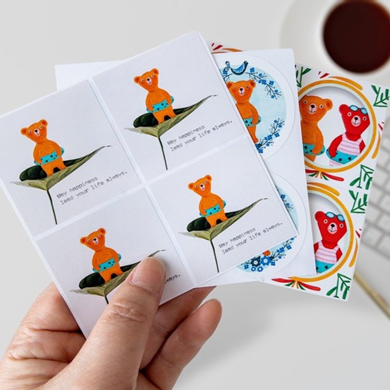 イラストシール(くまちゃん3種類セット) - 其他 - 紙