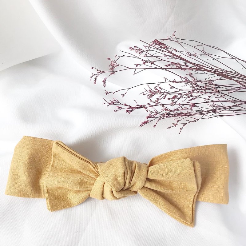 Double Bow Headband-Goose Yellow