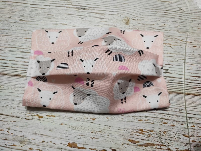 Pink cotton sheep mask set (no hanging ears, inner layer must be used with disposable masks)