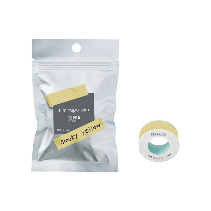 【KING JIM】TEPRA LITE 熱感式標籤薄膜自黏膠帶 11mm 煙燻黃 - 紙膠帶/和紙/PET - 紙 黃色