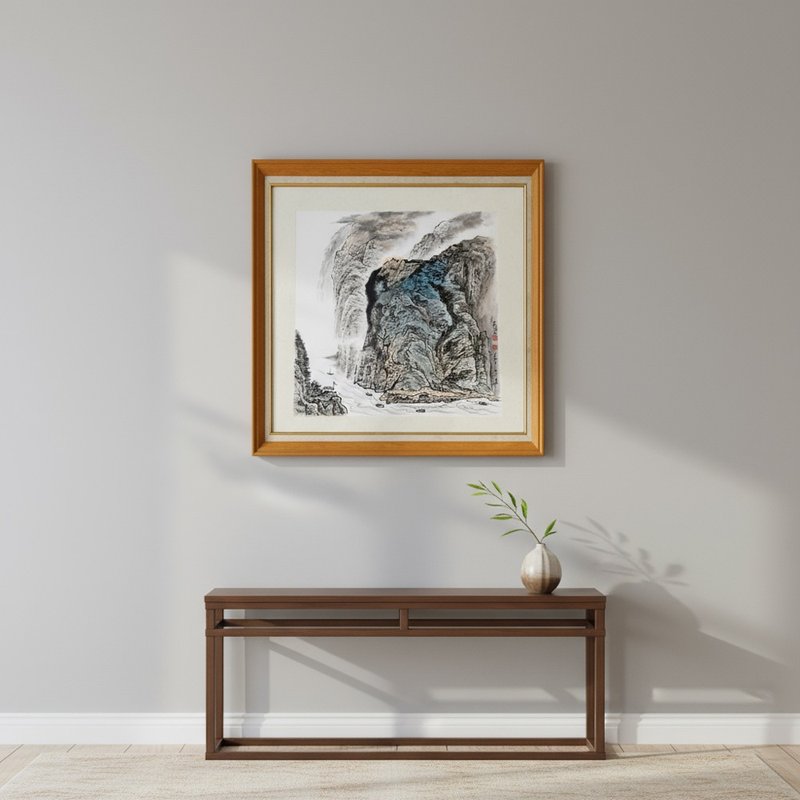 兩岸猿聲啼不住 水墨設色原作 半生熟宣紙 山水詩意掛畫 - 海報/掛畫/掛布 - 紙