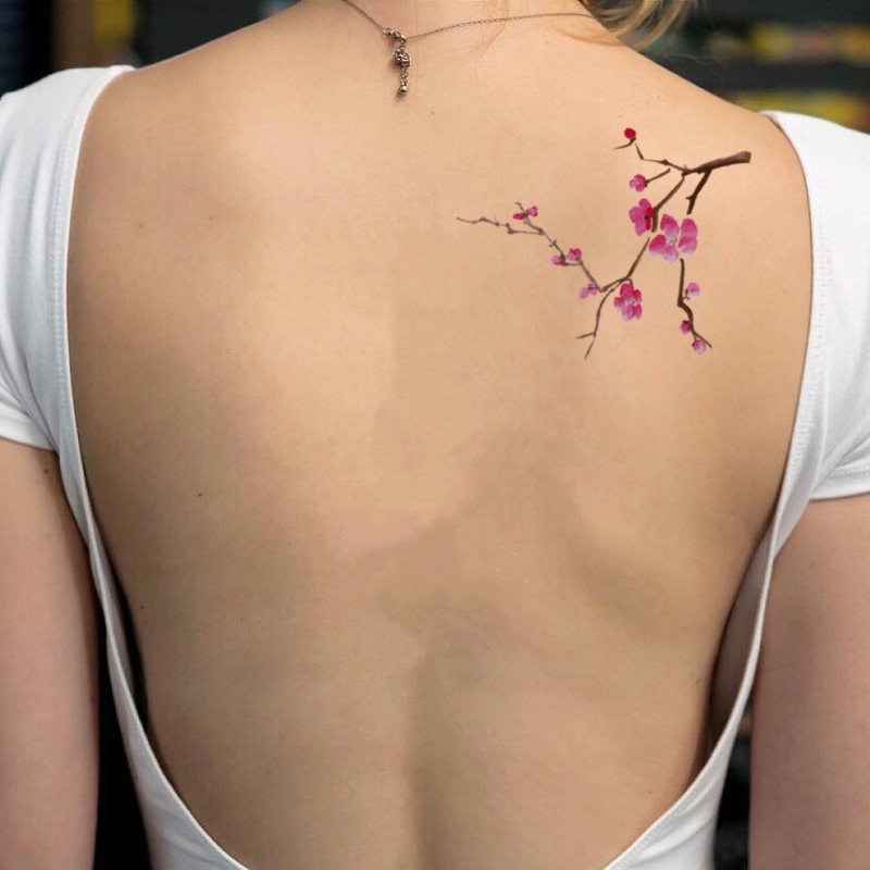 Cherry Blossom Temporary Fake Tattoo Sticker (Set of 2) - OhMyTat