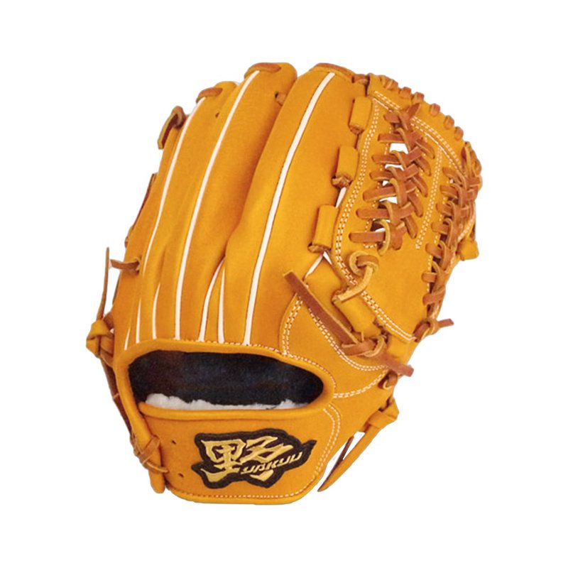 【野YAKYU】GLOVE硬式牛皮 (11.75吋) 密網球檔 - 原皮色 - 運動配件 - 真皮 橘色