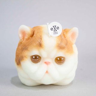 Persian Cat Candle - yellow and white
