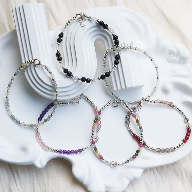 【水晶手串】多彩水晶x天然石x自己動手做xDIY純銀水晶手鍊材料包 - 手鍊/手環 - 水晶 多色