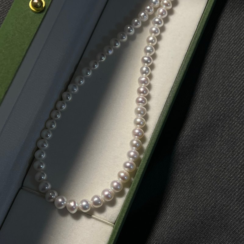 Hi onion極光微暇高品質天然淡水小米珠項鏈簡約百搭鎖骨鏈優雅 - 鎖骨鍊 - 珍珠