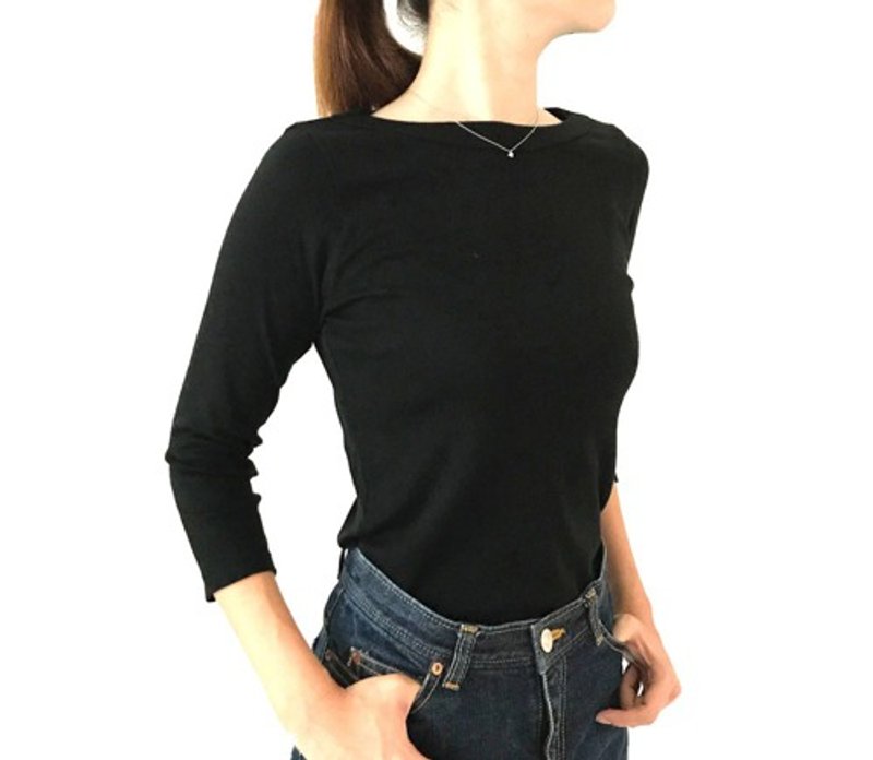 【長袖用】形にこだわった 大人のボートネックTシャツ【色・サイズ展開有】 - 女上衣/長袖上衣 - 棉.麻