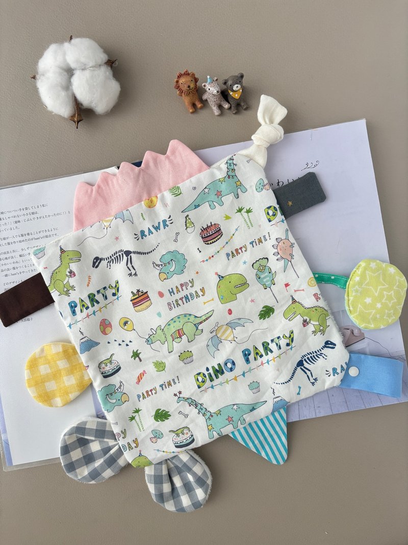 寶寶多功能安撫巾  哇哇恐龍派對 口水巾 新生兒彌月禮  圍兜兜 - 寶寶/兒童玩具/玩偶 - 棉.麻 白色