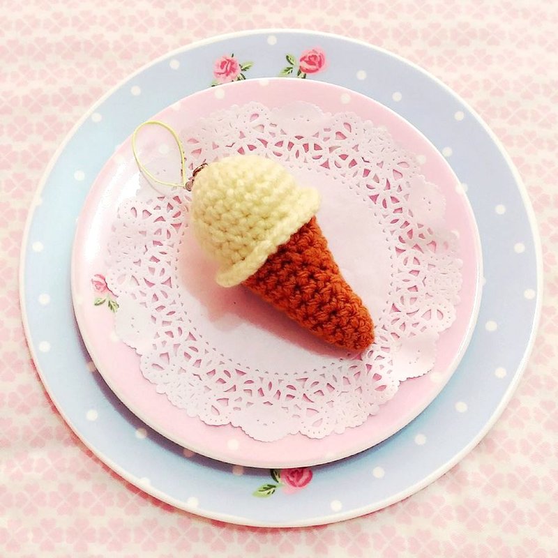 Wool hand-knitted charm. ice cream