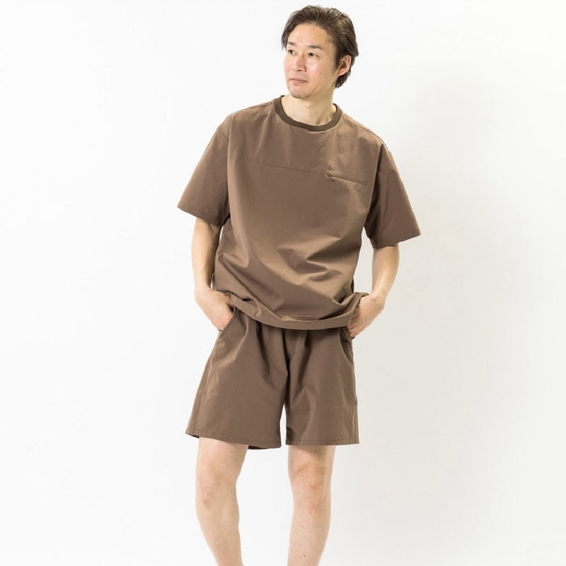 SETOUT-植物染口袋T恤 - 男襯衫/休閒襯衫 - 聚酯纖維 咖啡色
