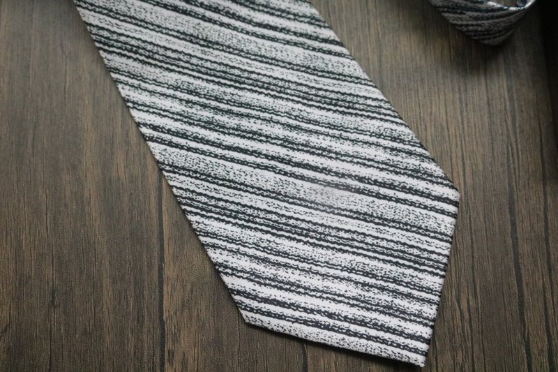 黑白條紋真絲商務領帶禮盒裝福利款式 - 領帶/領帶夾 - 絲.絹 白色