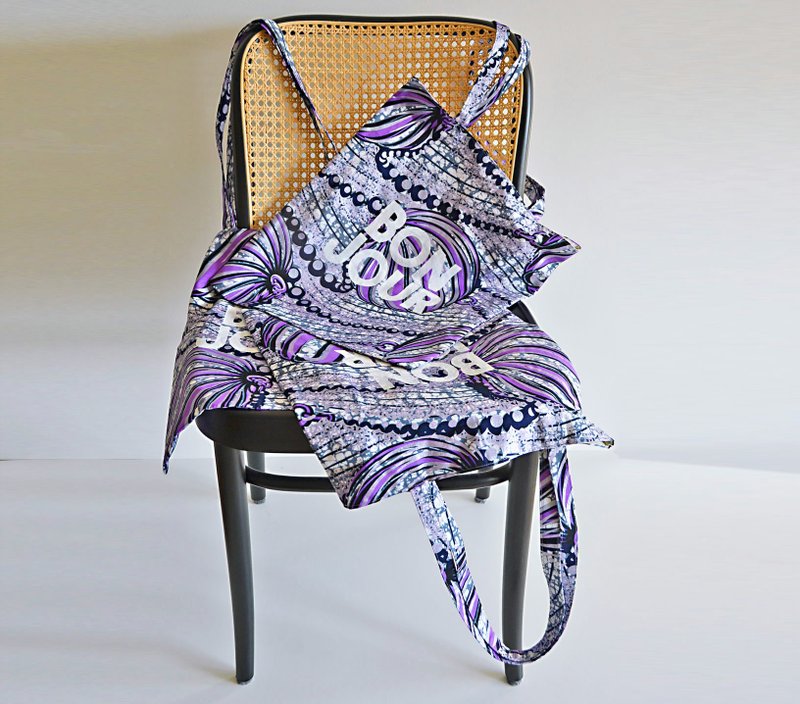 アフリカンバティック トートバッグ BON JOUR オーナメント柄 アフリカンファブリック A4バッグ クリスマス - 手提包/手提袋 - 棉.麻 紫色