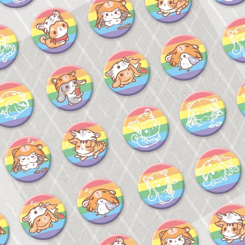 【彩虹徽章】客製化・亮面磁鐵/別針4.4cm・支持性別平權婚姻平權 - 徽章/別針 - 其他金屬 多色