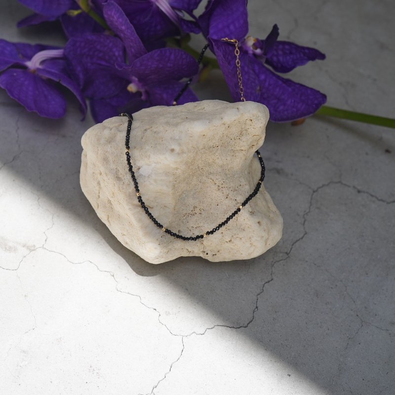 14KGF極小オニキスパターンチョーカー - 項鍊 - 其他金屬 黑色