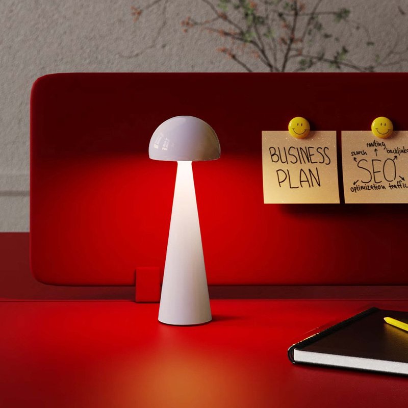 義大利UBIQUA Tiny 微柔蕈光簡約風USB充電式檯燈-多色可選 - 燈具/燈飾 - 其他金屬 白色