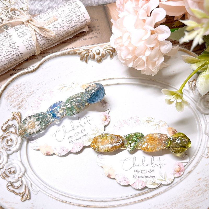 日及乾花髮夾 押花飾品 - 髮夾/髮圈 - 植物.花 多色