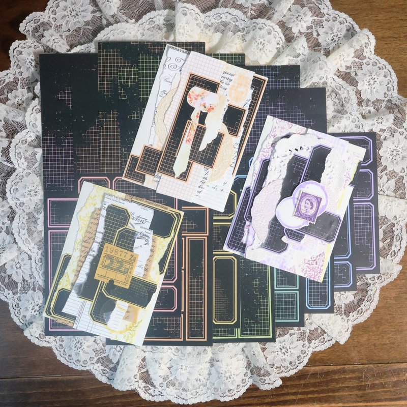 Vintage. Black set - 貼紙 - 紙 多色