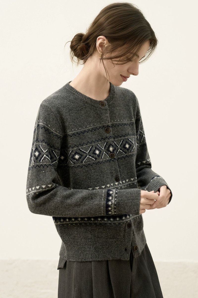 法式復古 / 費爾島設計針織毛衣 / 綿羊毛 - 女毛衣/針織衫 - 其他材質 多色
