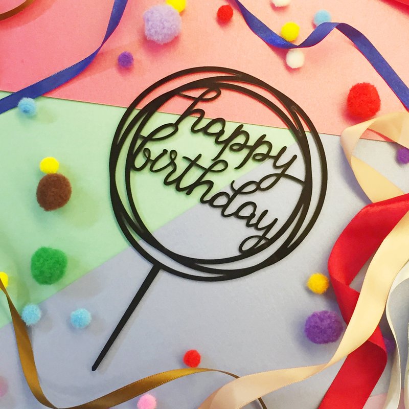 Cake Topper Decorative Birthday props A Black