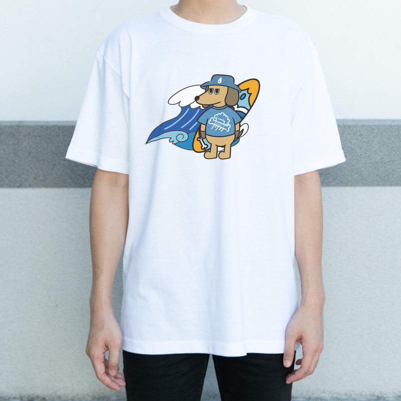 【浪生誌】設計款-棉柔舒適成人短踢 - 男 T 恤 - 棉.麻 白色