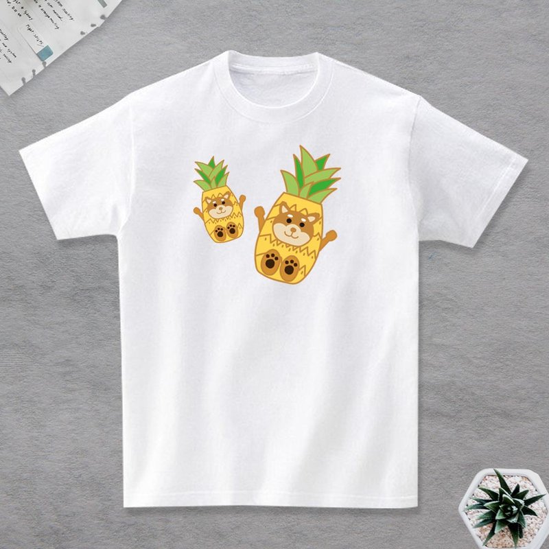 柴犬 T恤 鳳梨 - 男 T 恤 - 棉.麻 黃色