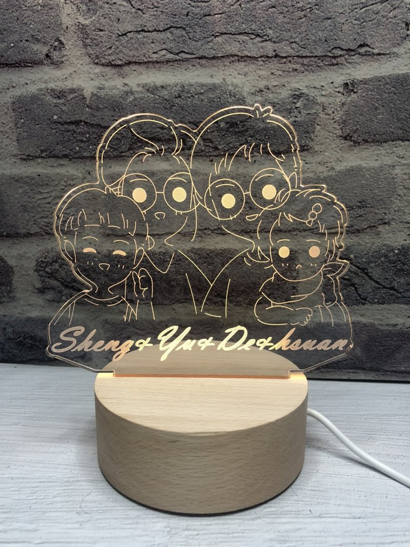 【Q版線條】夜燈下單區 原木Led夜燈藍芽喇叭   客製化夜燈 - 燈具/燈飾 - 木頭 紅色