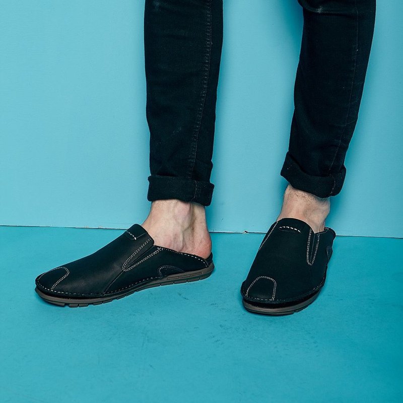 WALKING ZONE 英倫真皮自然風格開車鞋男鞋-黑 - 男休閒鞋 - 真皮