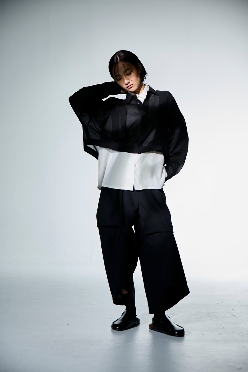 活褶短襯衫 - 女襯衫 - 其他材質