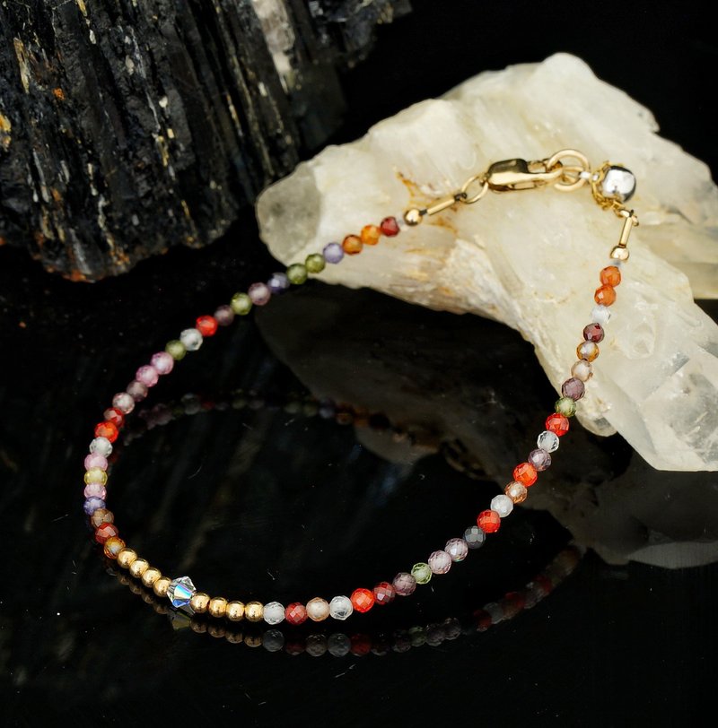 曰本 Cenfill 鋼絲 彩虹鋯石 14K包金 GF Swarovski 水晶手鍊 - 手鍊/手環 - 寶石