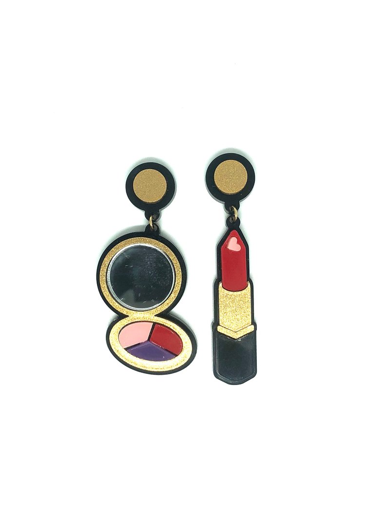 Homemade Brand Mirror Box Lipstick Earrings