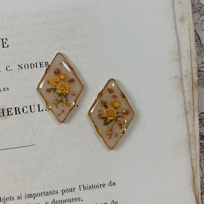 耳環 | Rose Starshine 玫瑰星輝 - 耳環/耳夾/耳骨夾 - 其他材質 橘色