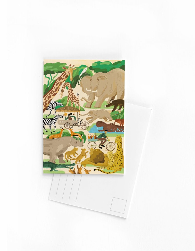 Zoo park illustration postcard
