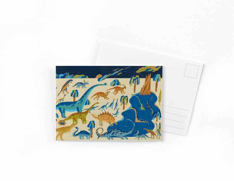 Dinosaur illustration postcard