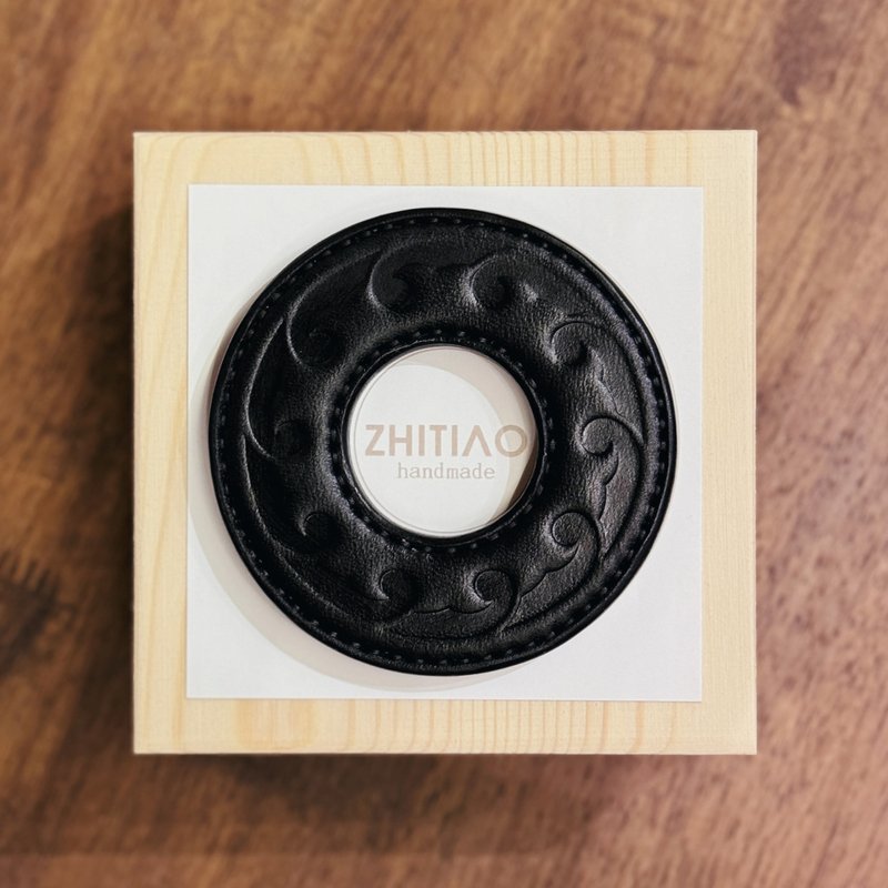 原創手工製作牛皮劍道刀鐔 生生流転 黑色 劍鍔 Tsuba - 運動配件 - 真皮 黑色