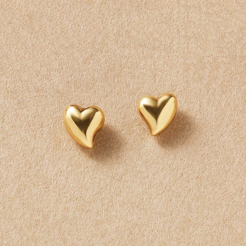 【Second Earrings】 18K 黃金心形耳環 - 耳環/耳夾/耳骨夾 - 貴金屬