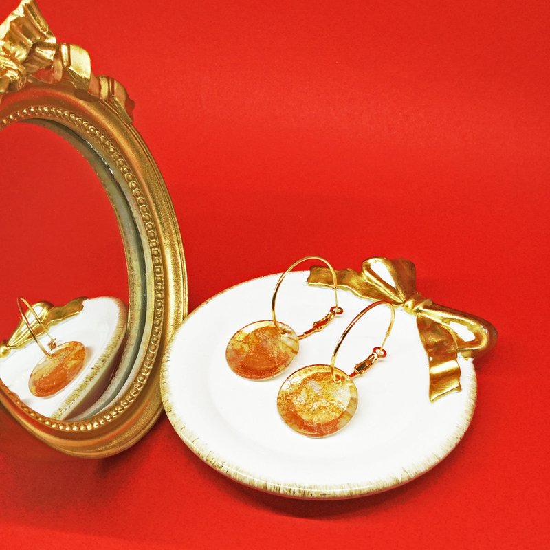 Mirror Mirror of Time - Dawn (ear pin earrings / large) hand painted / Geometry / circle