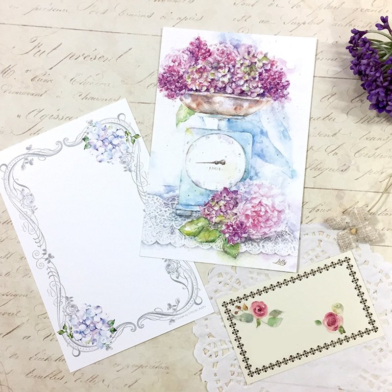 Watercolor postcard / greeting card - Vintage Scale