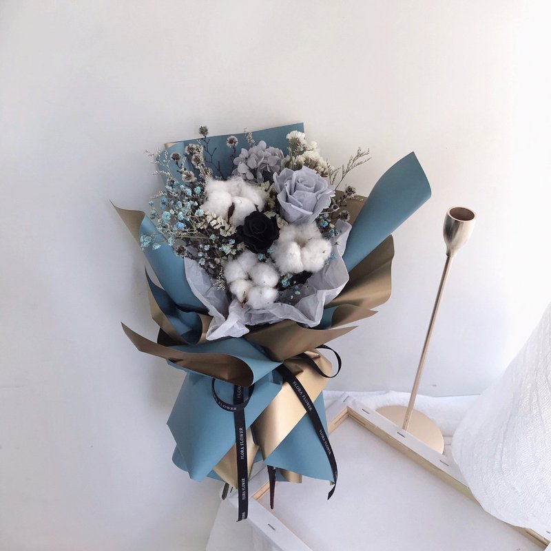 Immortal bouquet gray blue metal eternal rose graduation season birthday bouquet