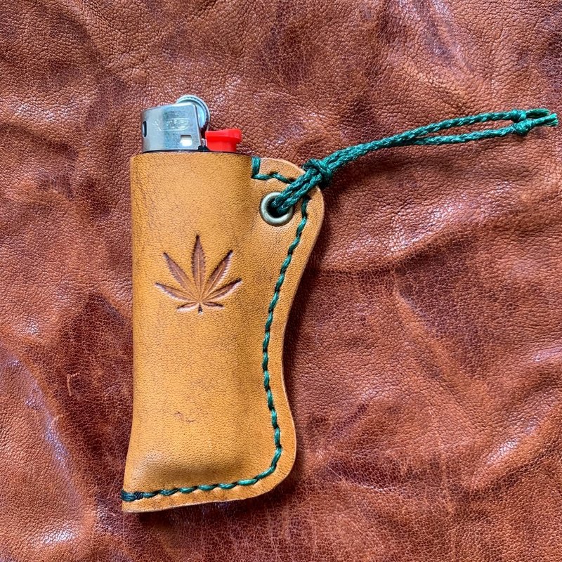 -Weed- アンティックBicライターカバー - 其他 - 真皮 綠色