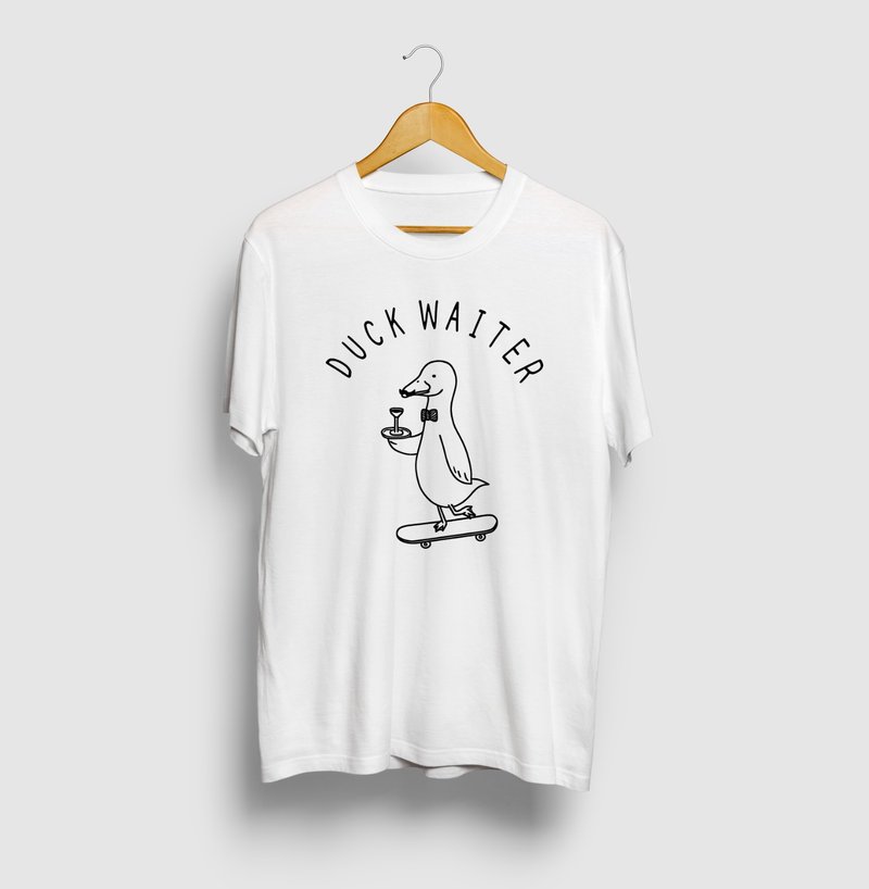 Duck waiter skateboard bird animal illustration arch logo T-shirt