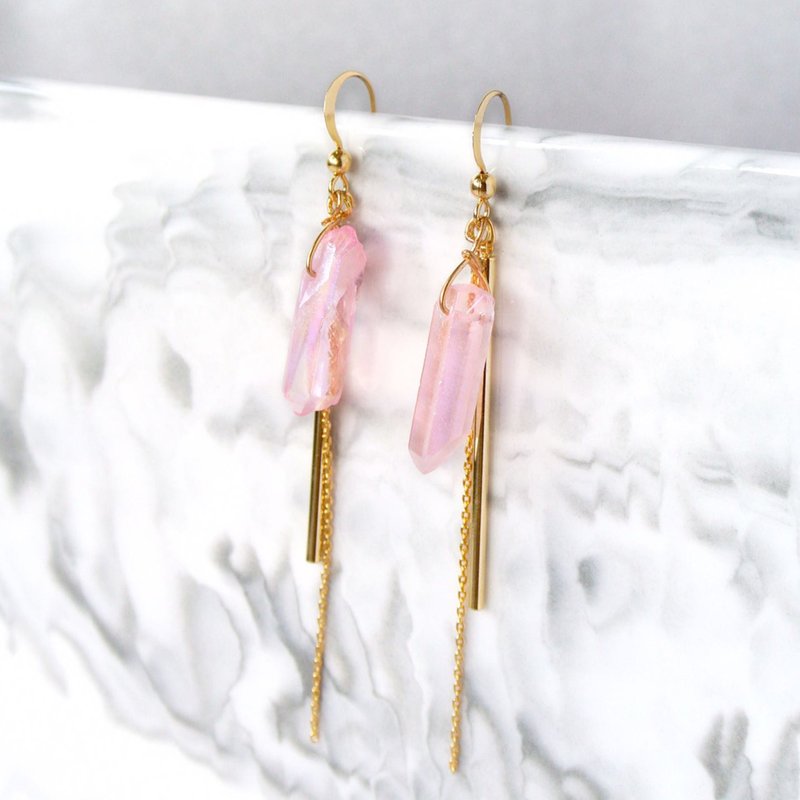Simple system. Tassel Symphony Pink Stone Earrings