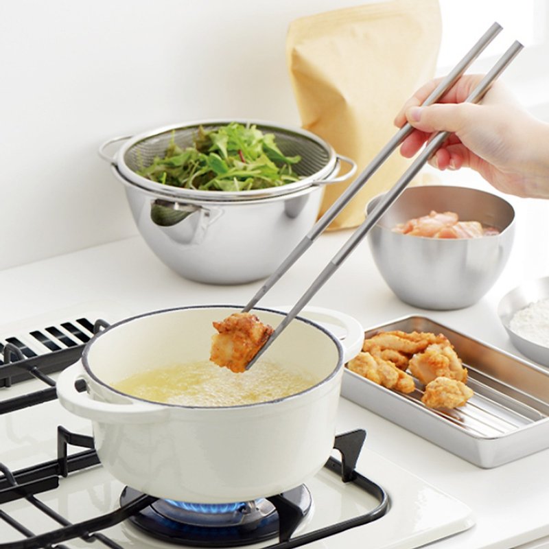 家事問屋日本製304不鏽鋼BLAST加工調理筷 - 廚具 - 不鏽鋼 銀色